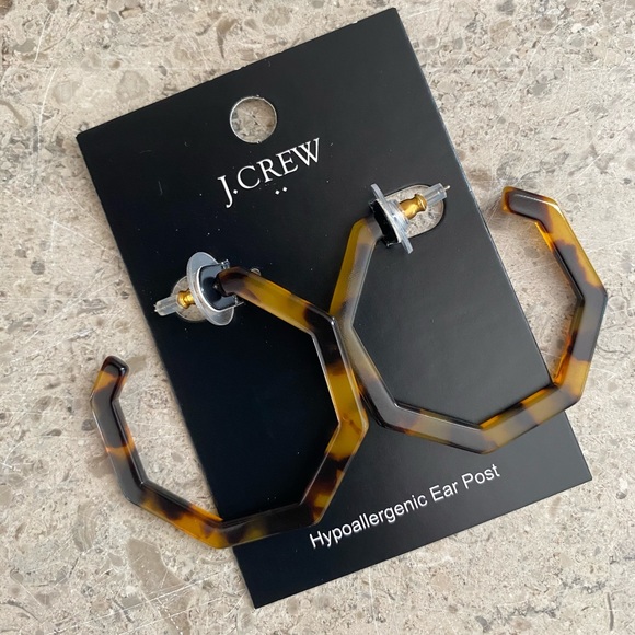 J. Crew Tortoise hexagon hoop earrings. - Picture 7 of 10
